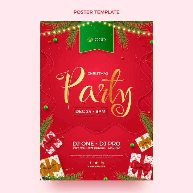 Vector realistic christmas vertical poster template