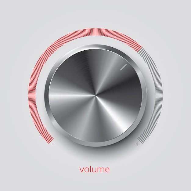 Realistic chrome volume knob, vector illustration