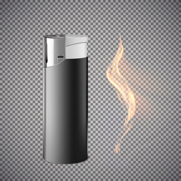 Vector realistic cigarette lighter. illustration isolated on gray background.