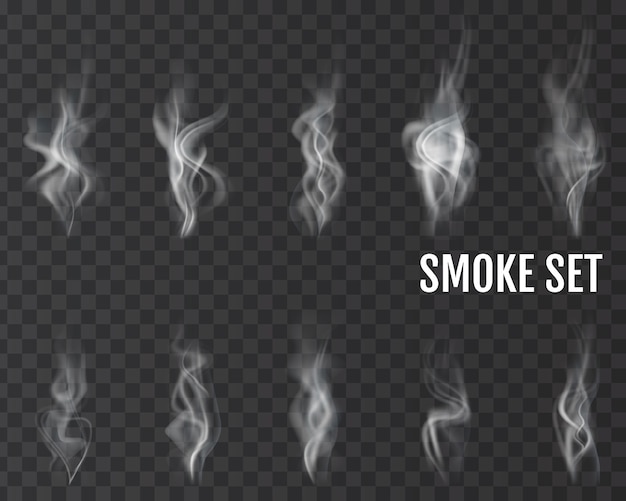 Realistic cigarette smoke waves. Vector.