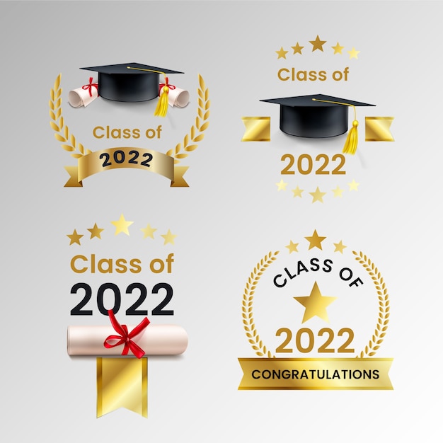 Vector realistic class of 2022 badges collection