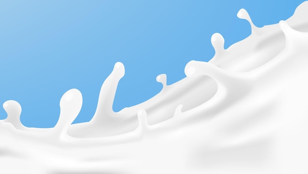 Vector realistic clear milk splash template for advertising