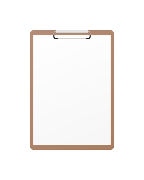 Realistic clipboard with blank paper mockup.