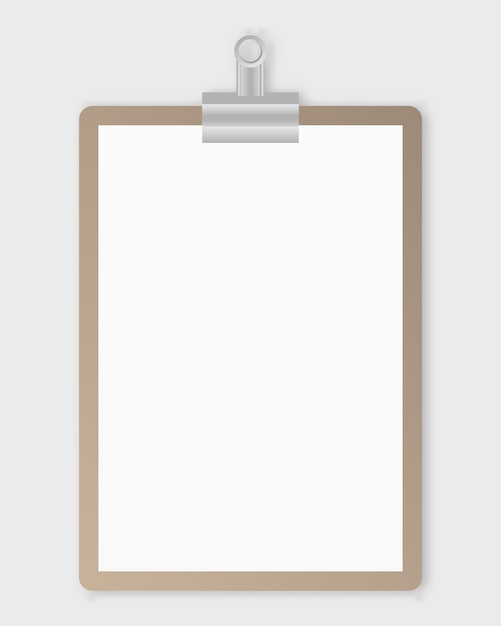 Realistic clipboard with blank paper  .