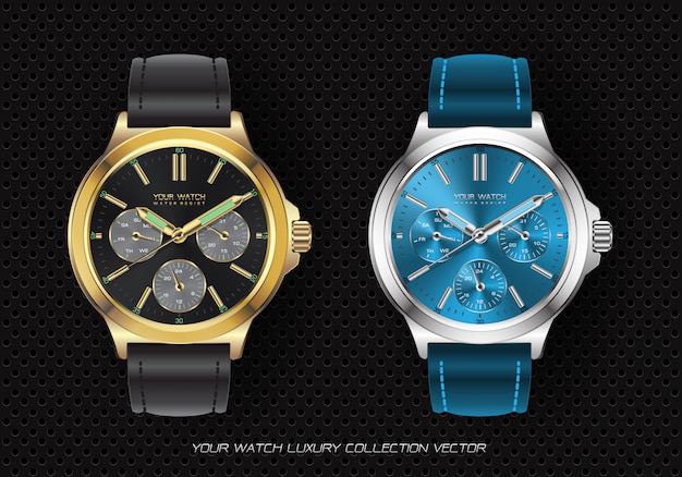 Vector realistic clock watch chronograph collection