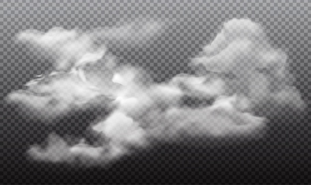 Realistic clouds set isolated on a transparent backgroundVector illustration