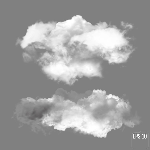 Realistic clouds Set of transparent different clouds Thunderclouds Vector illustrationxA