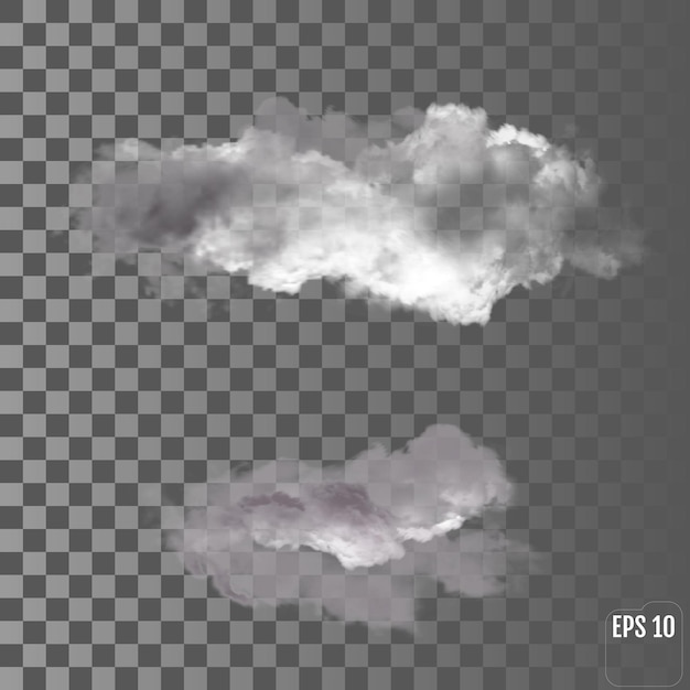 Vector realistic clouds thunderclouds and storm clouds