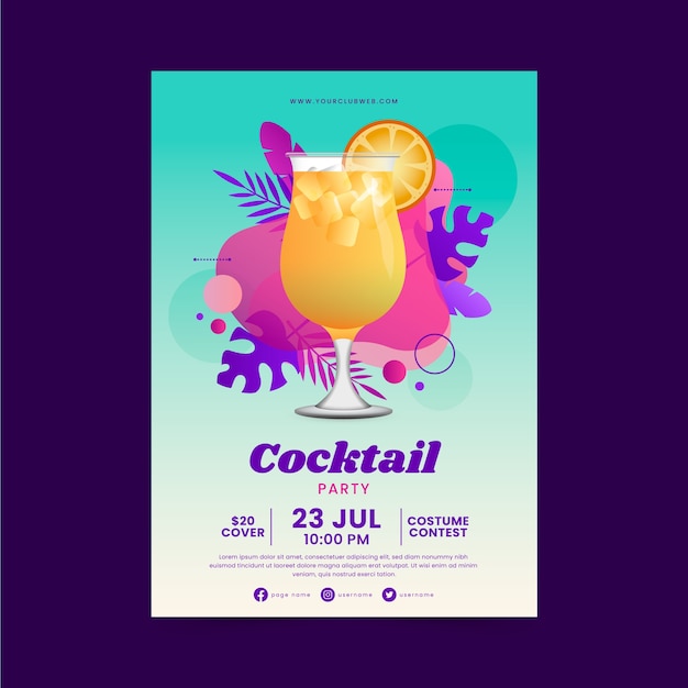 Realistic cocktail flyer