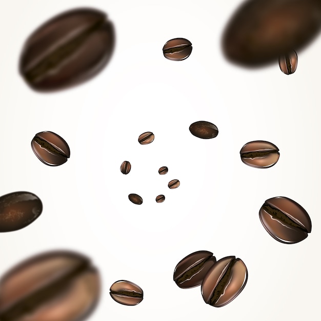 Vector realistic coffee beans background