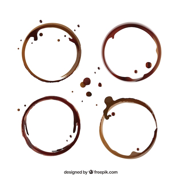 Vector realistic coffee cup stain collection