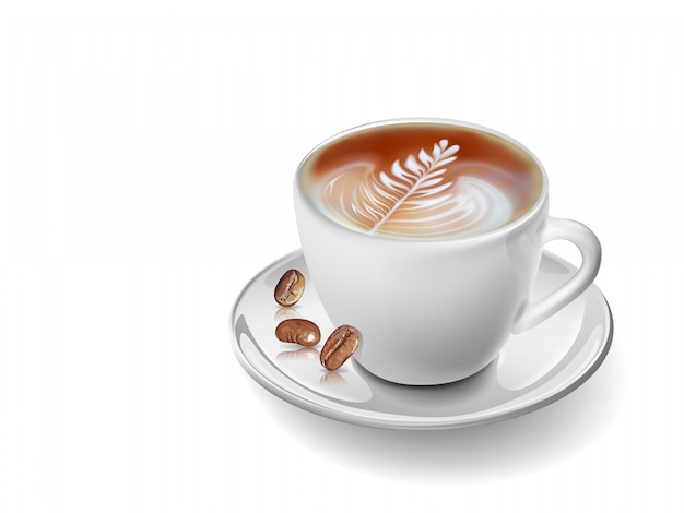 Realistic coffee cup of vector art.