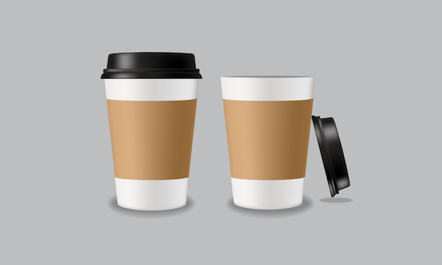 Realistic coffee cups collection with Vector Design