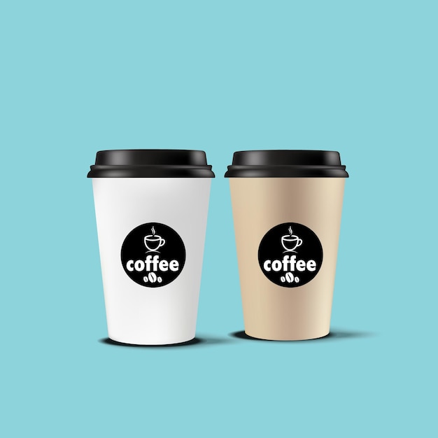 Vector realistic coffee cups with vector design