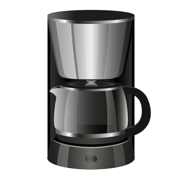 Реалистичная кофеварка Drip Coffee Maker Mini Coffee Machine изолирована на белом фоне Кухонная техника векторная иконка Плоский дизайн