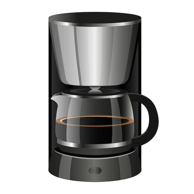 Реалистичная кофеварка Drip Coffee Maker Mini Coffee Machine изолирована на белом фоне Кухонная техника векторная иконка Плоский дизайн