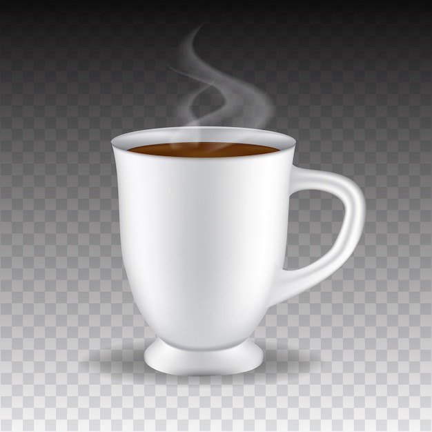 Vector realistic coffee mug with smoke vector illustration