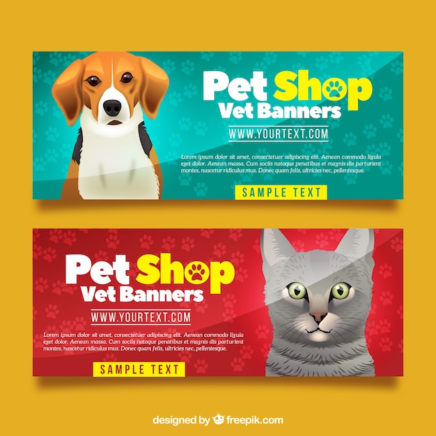 Vector realistic collection of banners with animals