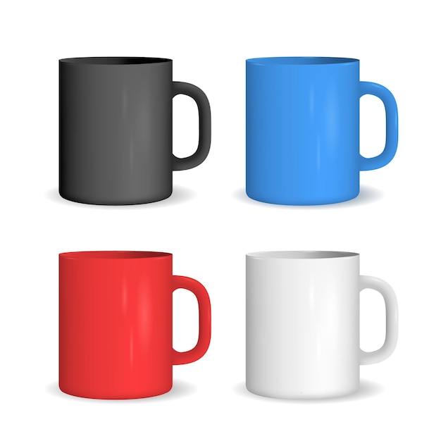 Realistic color ceramic cup set vector