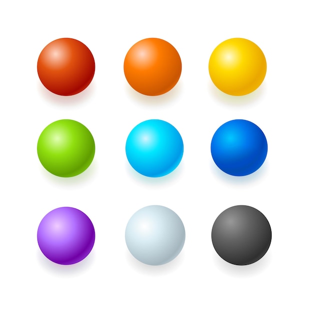 Realistic Color Glossy Spheres or Button Set Modern Web Design Element for Business Vector illustration