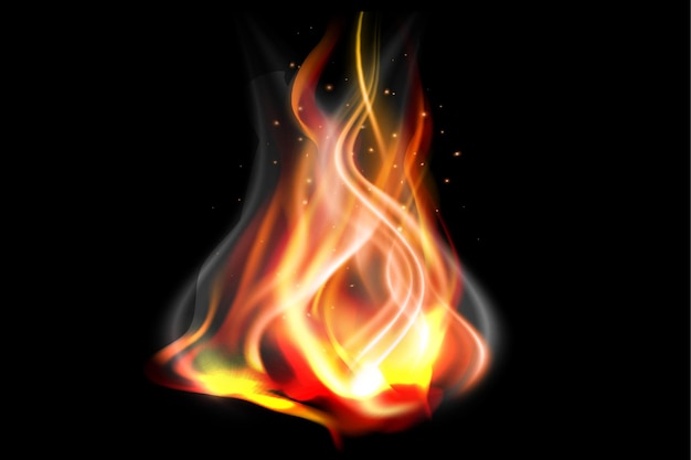 Vector realistic colored fire flame background