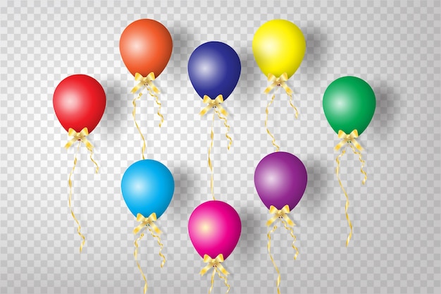 Realistic Colorful Balloons with ribbon Party and Celebration concept Party decorations for birthday