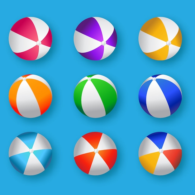 Realistic colorful beach balls illustration