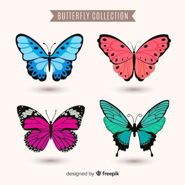 Realistic colorful butterfly collection