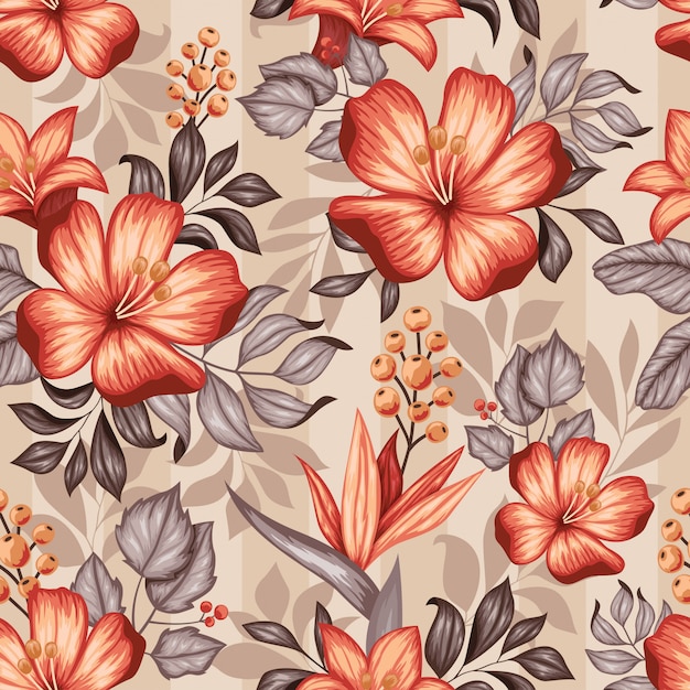 Vector realistic colorful floral seamless