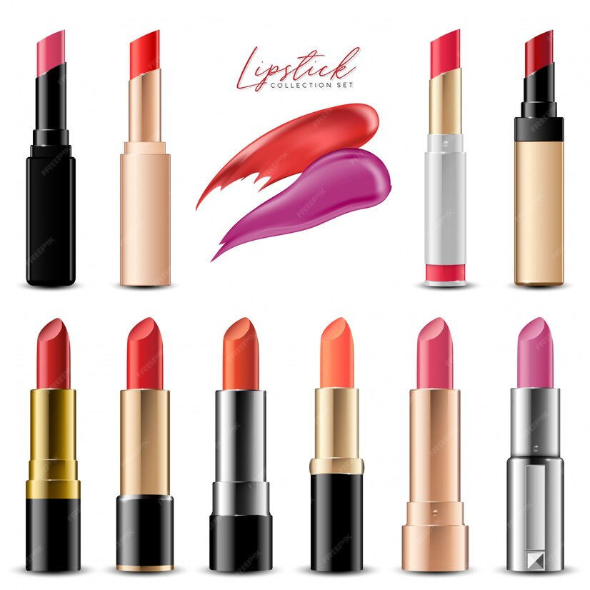 Premium Vector | Realistic colorful lipstick collection set, vector ...