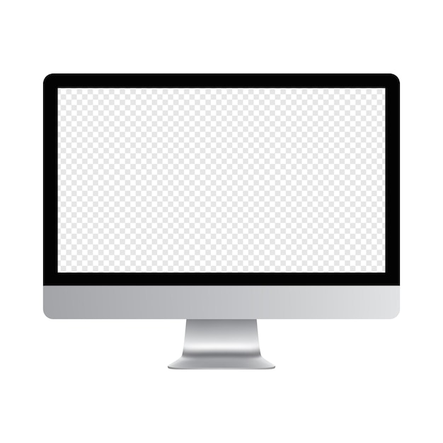 Realistic computer display with screen mockup blank lcd monitor