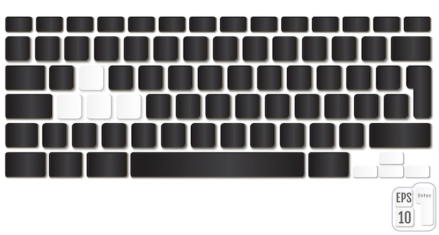 ベクトル リアルなコンピューターキーボード。モダンなデザイン。ノートパソコンのキーボードのベクトル図です。クリーンキーコンセプト