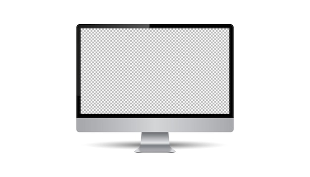透明な背景に分離された現実的なコンピューター モニター ベクトル モックアップ ベクトル図
