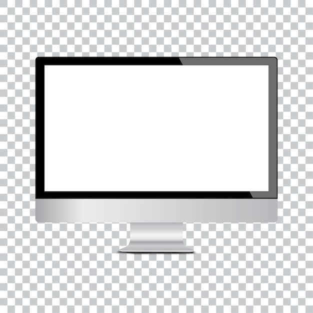 Realistic computer monitor isolated on transparent background Vector mockup Vector illustration