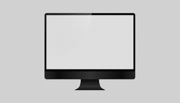 Realistic computer monitor isolated on transparent background vector mockup vector illustration