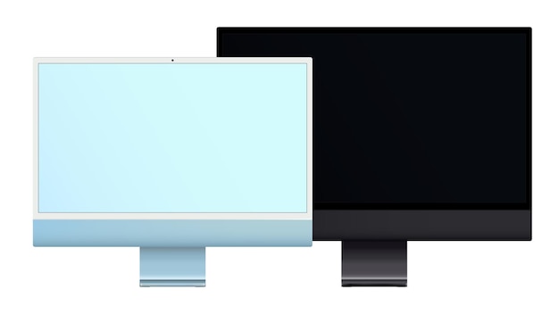 Vector realistic computer screen mockup computer monitor mockup banner screen with black screen