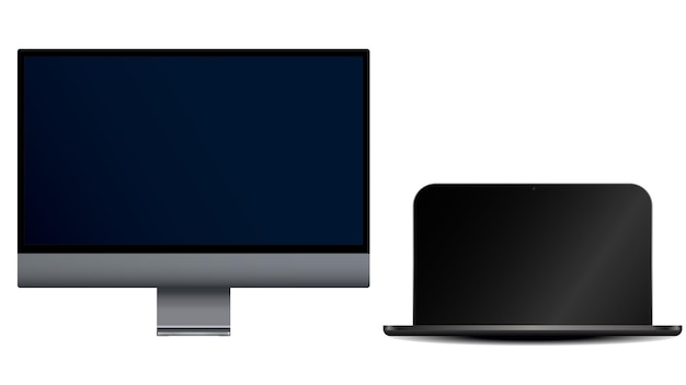 現実的なコンピューター画面のモックアップ コンピューター モニターのモックアップ バナー 黒い画面の画面