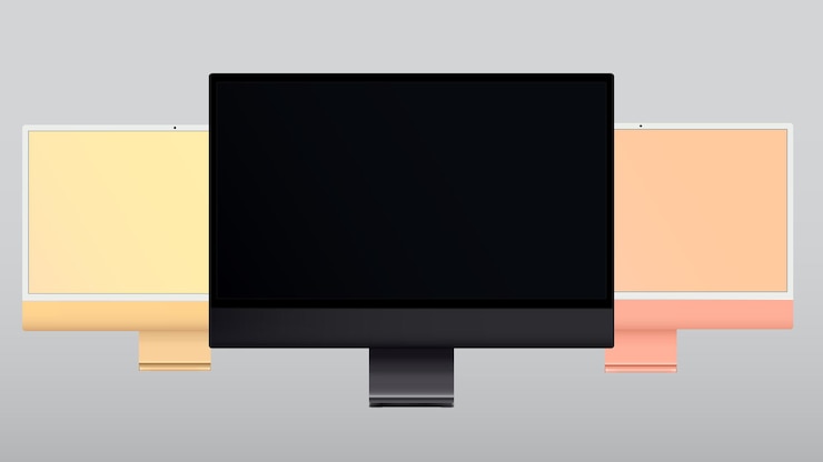 Vector realistic computer screen mockup computer monitor mockup banner screen with black screen