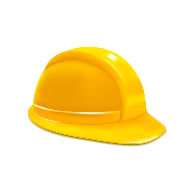 현실적인 건설 또는 작업 안전 노란색 헬멧 또는 모자 디자인 요소 웹. 삽화
