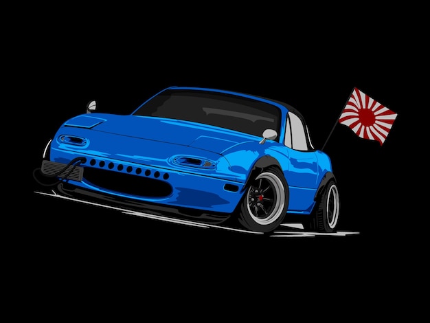 Realistic cool blue car art