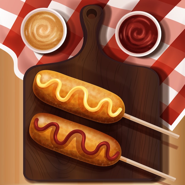 Realistic corn dog illustration