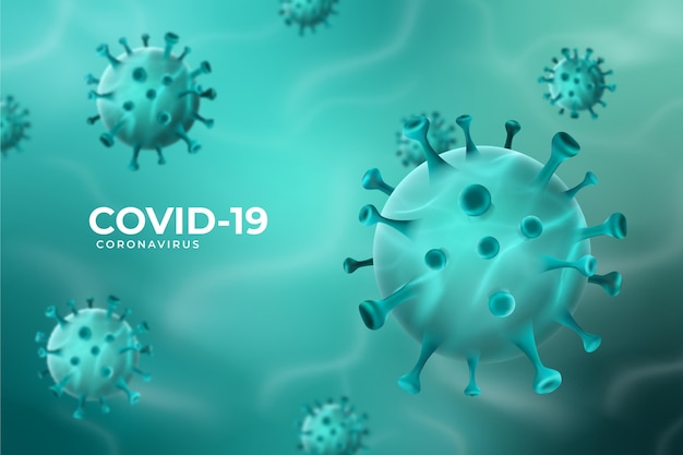 Realistic coronavirus backgroundg glass background