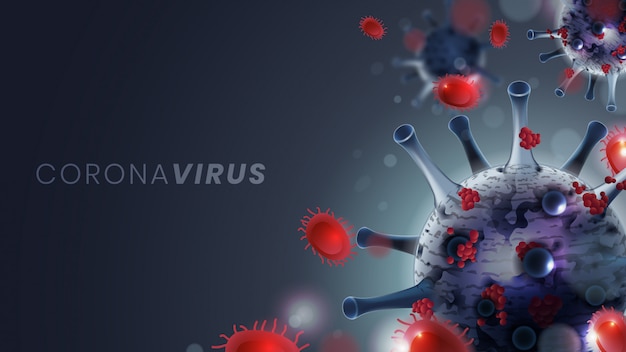 Реалистичный коронавирус и бактериальный фон