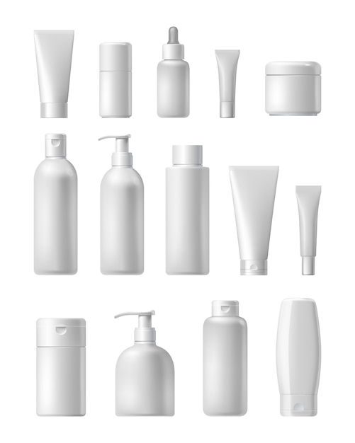 Realistic cosmetic brand mockup set