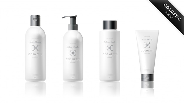 Realistic cosmetic brand mockup set