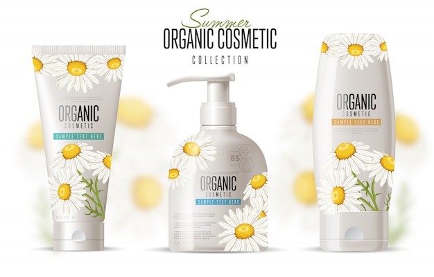 Realistic cosmetic brand mockup set