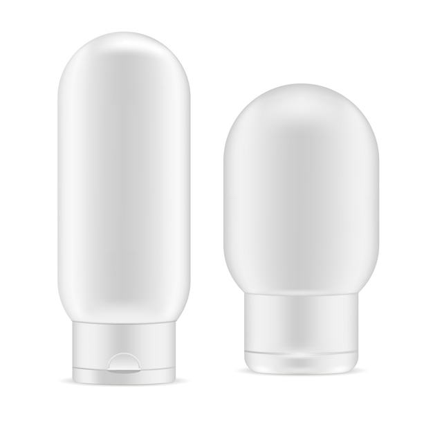 Realistic cosmetic product bottles