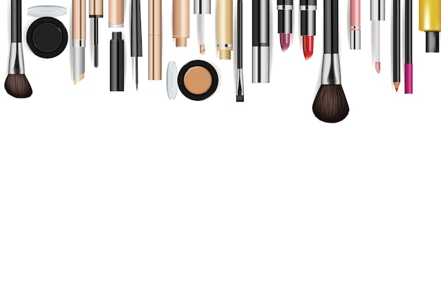 Realistic cosmetic tools mockup set