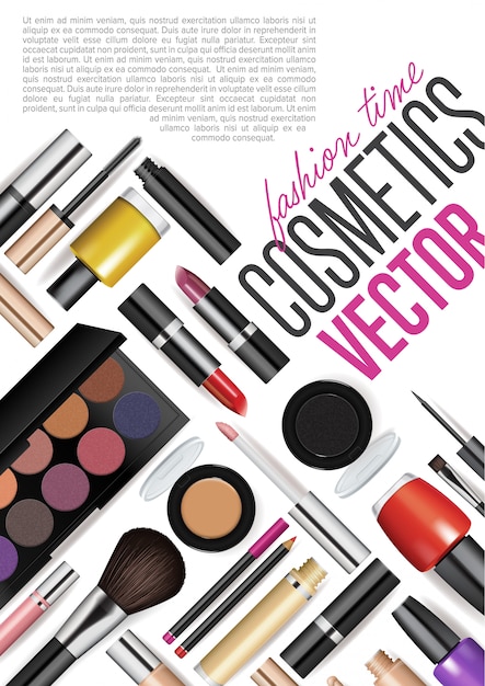 Premium Vector  Make up background with realistic cosmetics