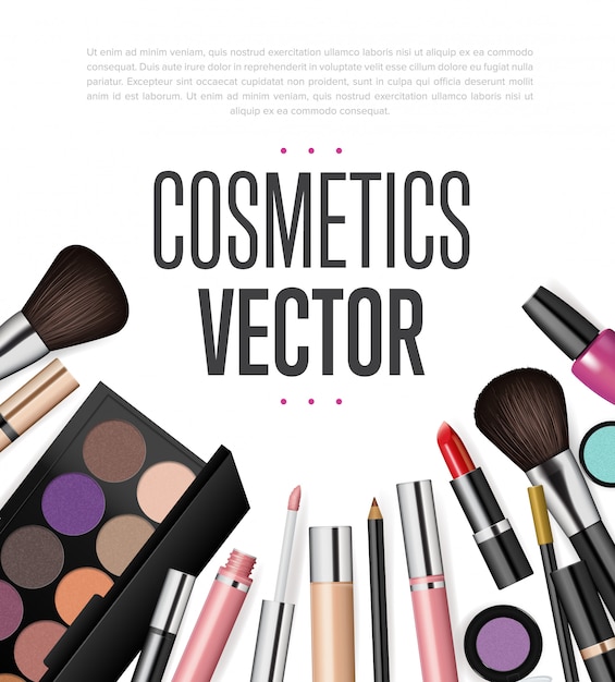 Vector realistic cosmetic tools mockup set